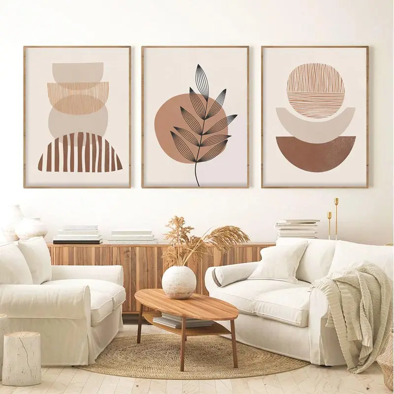 Home Decor Minimal - 3pcs Abstract Boho Minimalist Artwork Canvas
