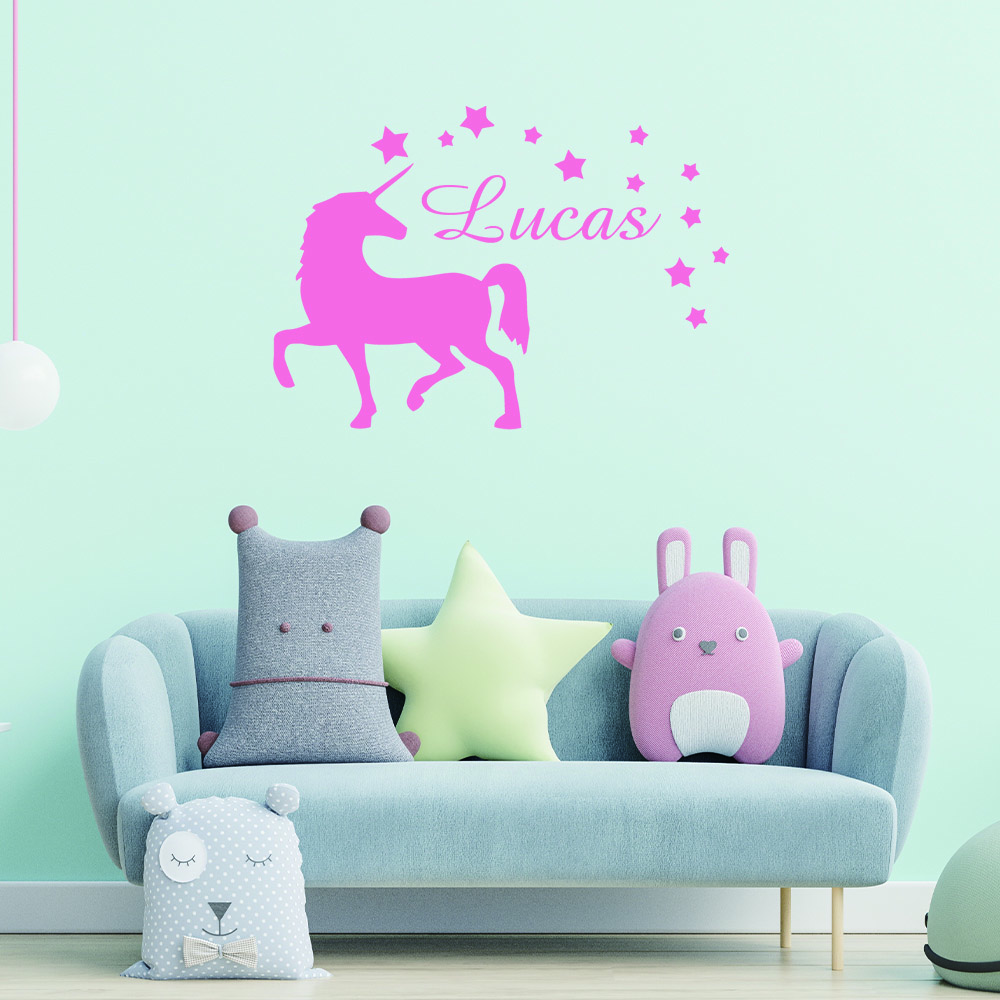 Home Decor Wallpaper - 1pc Colorful Personalize Custom Name Unicorn