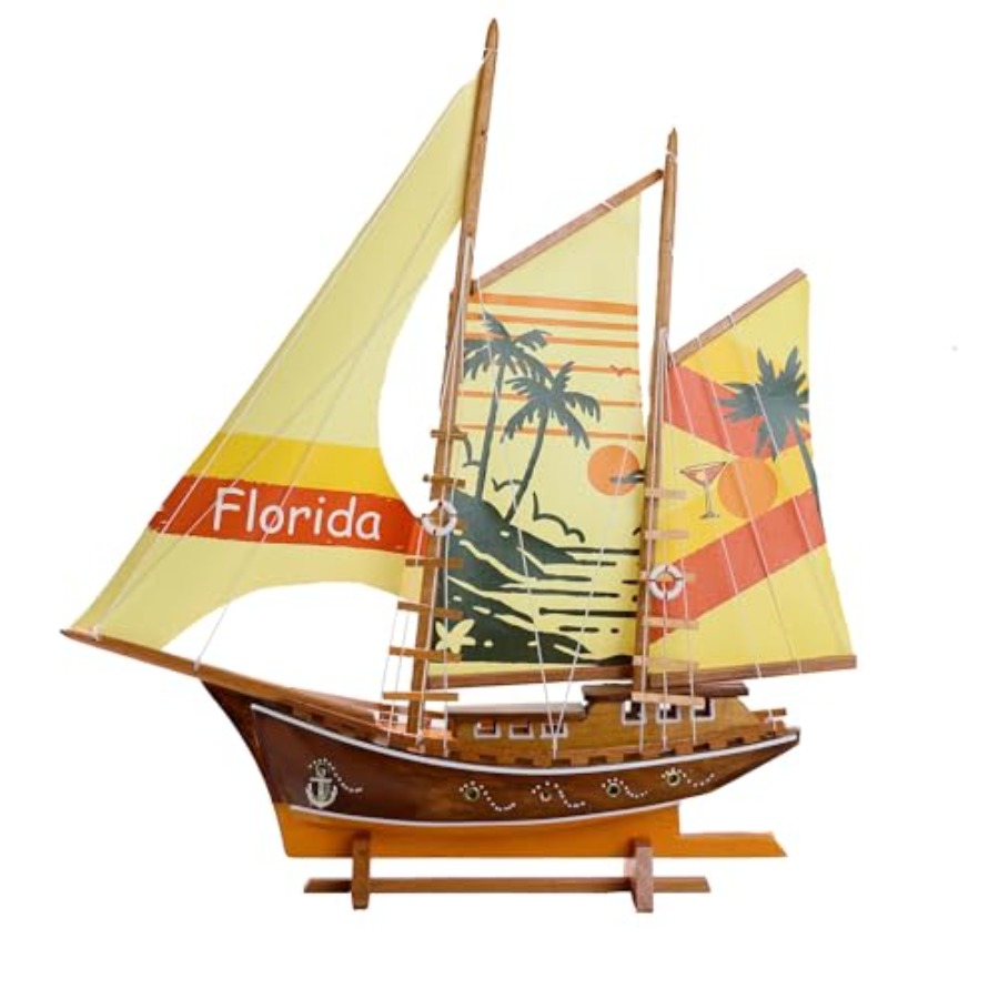 Home Decor Nautical - Handmade Florida-printed fabric sailing yacht ship