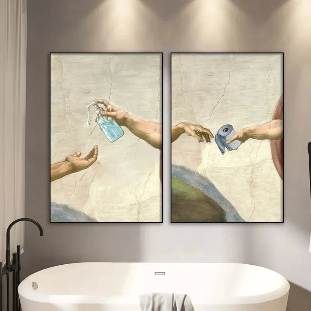 Home Decor Wallpaper - Retro Hand of God and Adam