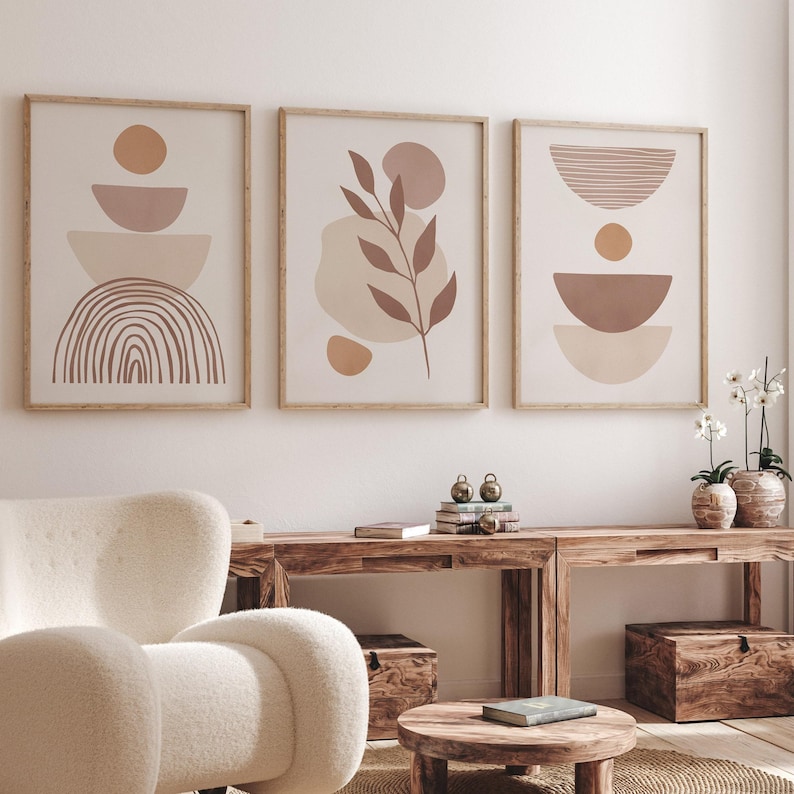 Home Decor Unique Items - 1/3pcs Bohemian Neutral Beige Abstract Line