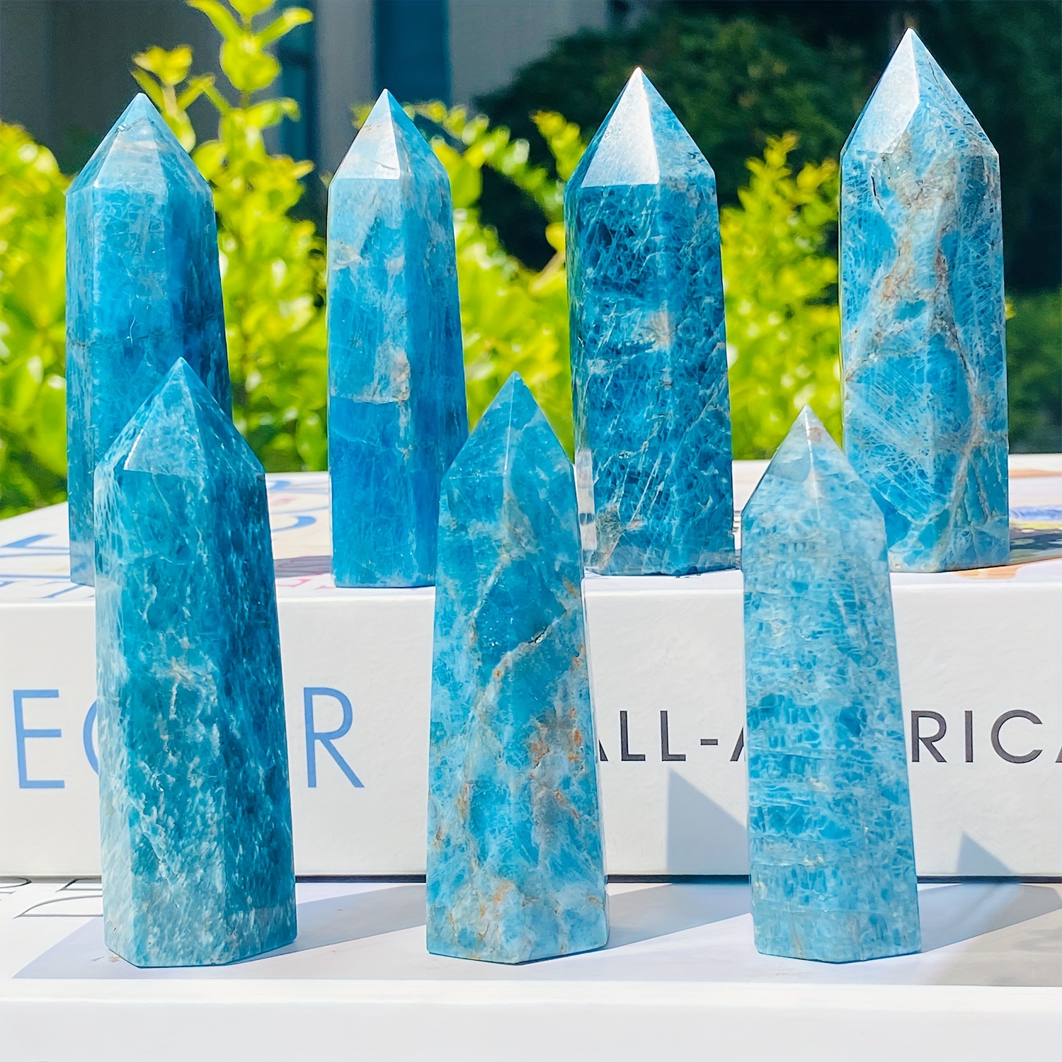 Home Decor Modern Organic - Blue Apatite Natural Crystal Tower, 6