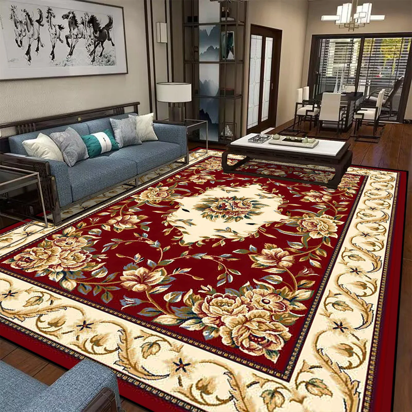 Home Decor Versace - Red Gold High-end Luxury Carpet Living