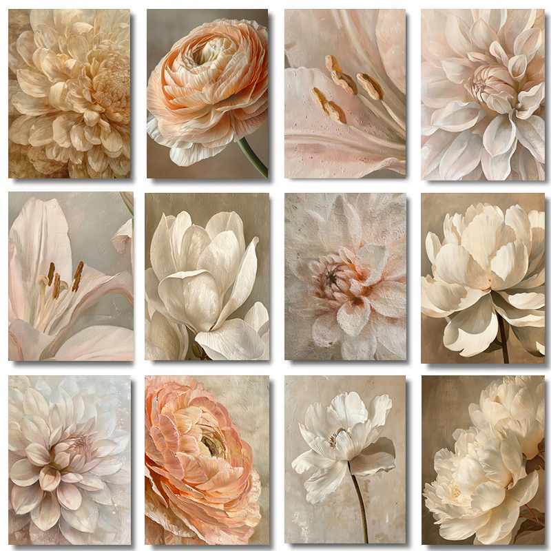 Home Decor Minimal - Vintage Flower Magnolia Peony Tulips Fresh