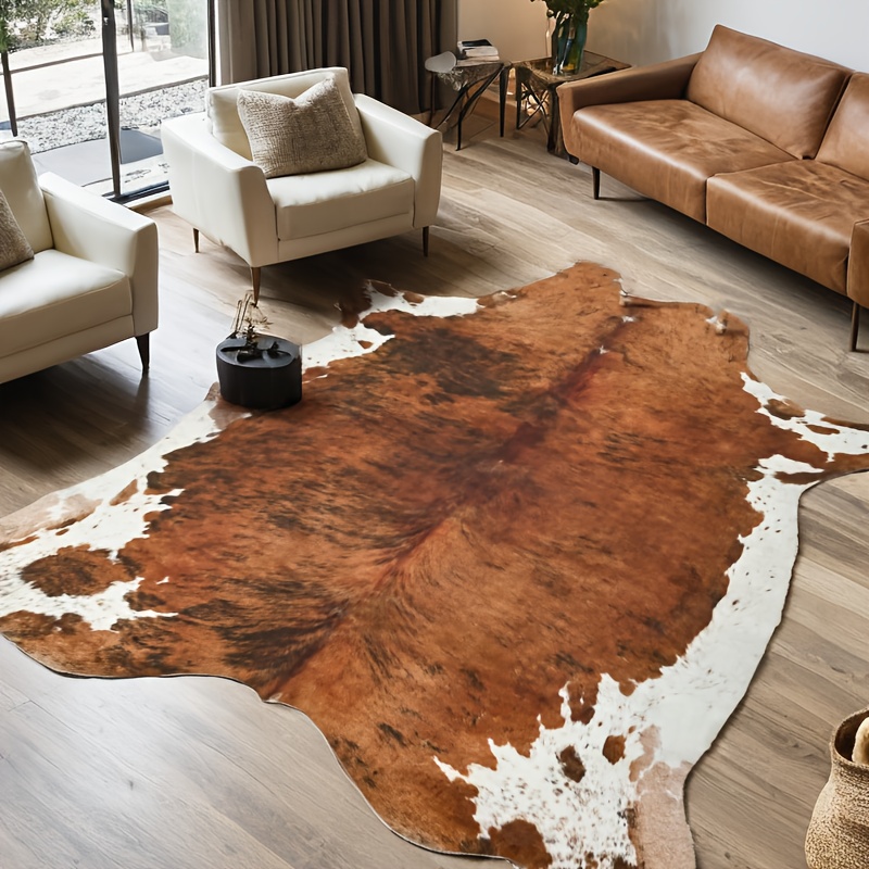 Cowhide Rug Faux - Advanced Faux Cowhide Rug, 5.2x4.6/6.2 X