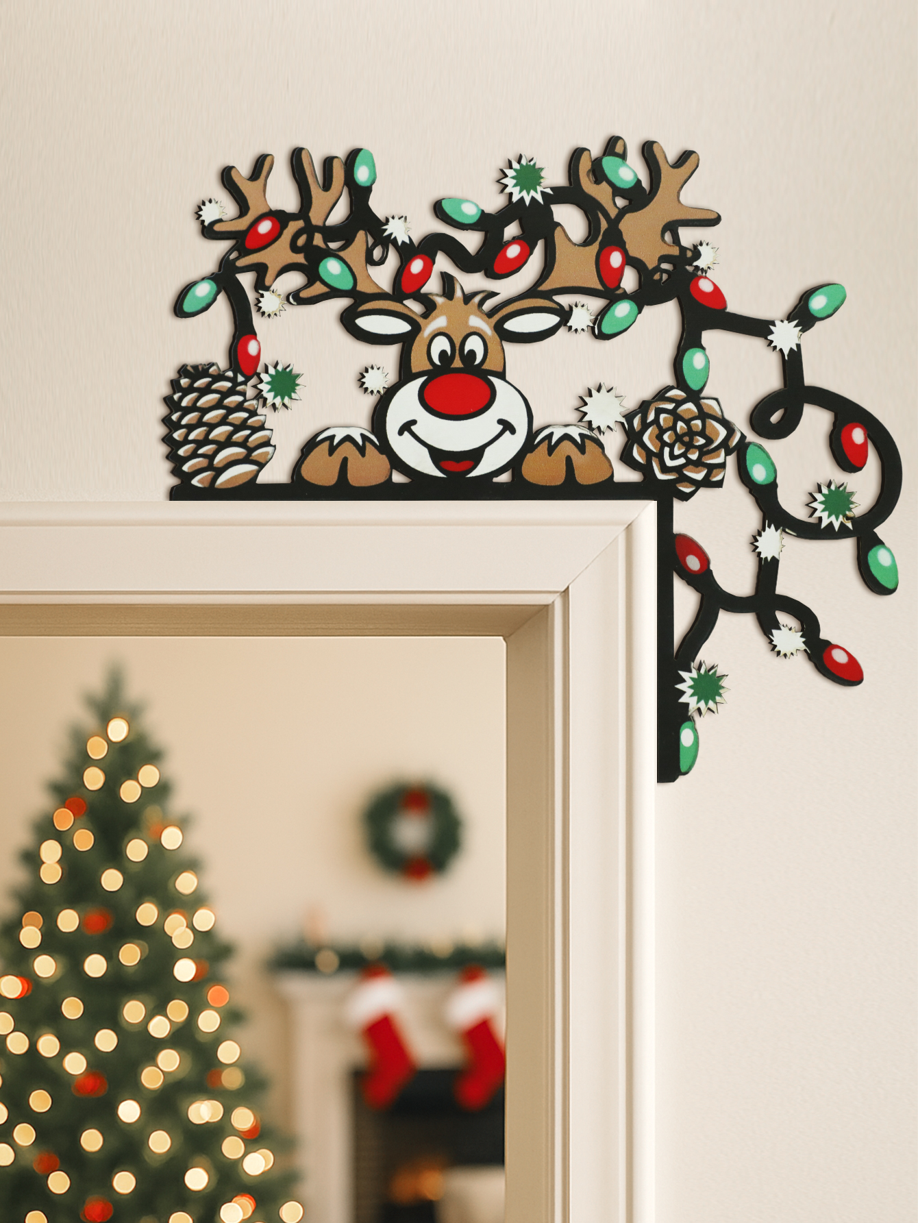 Home Decor Wallpaper - Christmas Reindeer Door Corner Decor, Wall