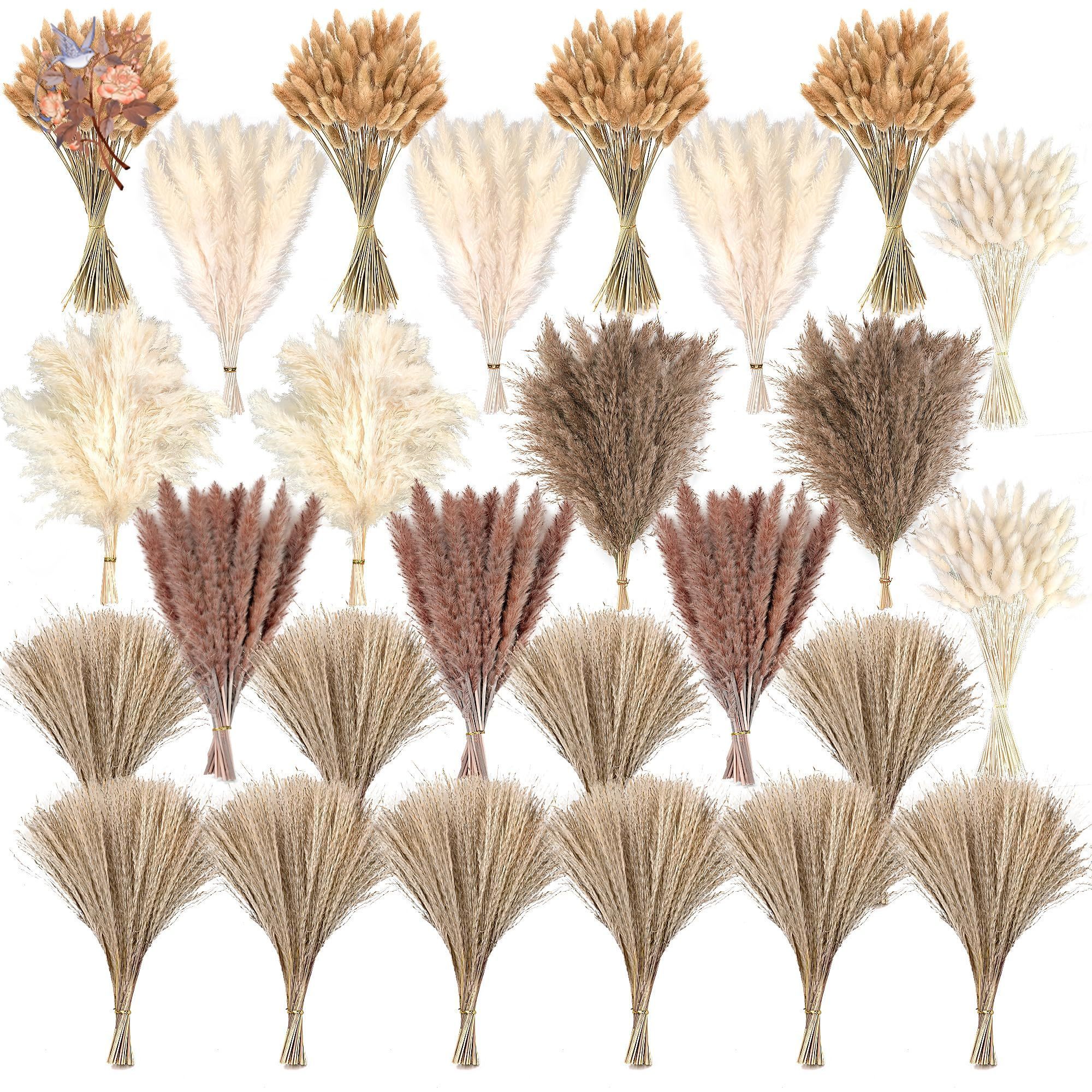 Dried Flower Bouquet - 300Pcs Natural Large Pampas Grass Dried