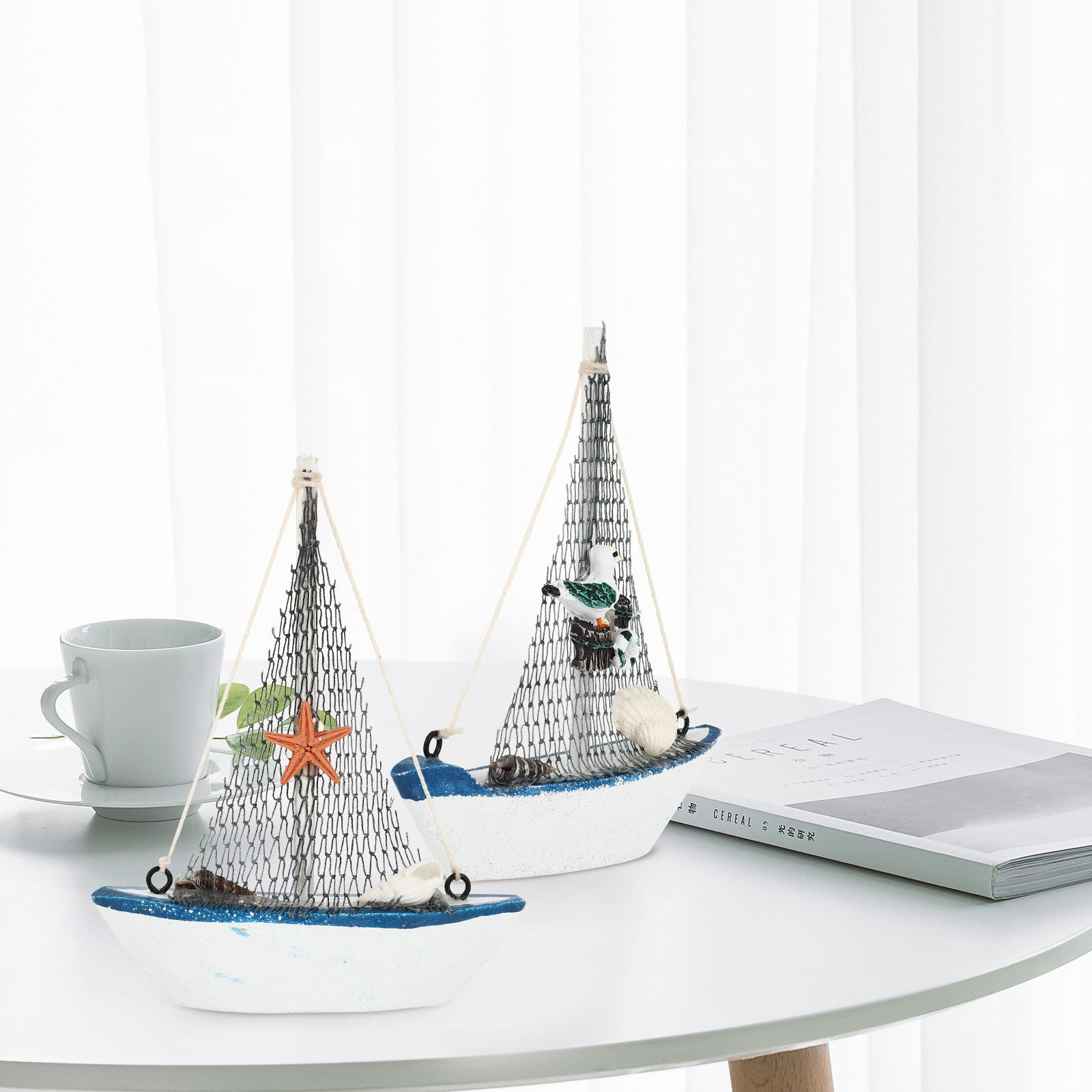 Home Decor Nautical - 4Pcs Exquisite Sailboat Decorations for Home