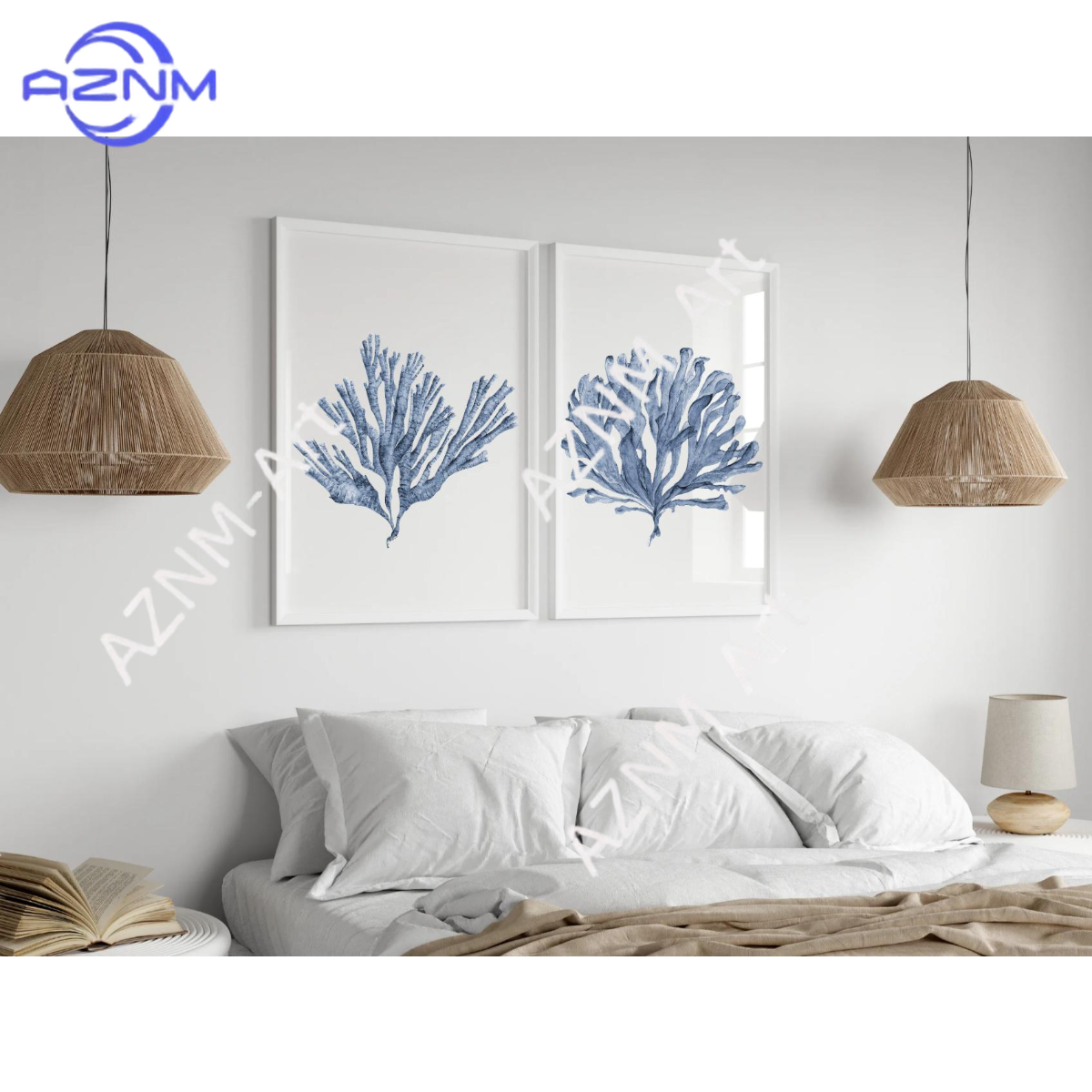 Home Decor Unique Items - 1/2Pcs 2 coral prints, blue coral