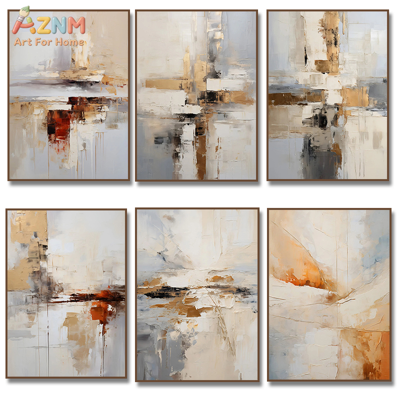 Home Decor Minimal - Neutral Landscape Canvas Painting Prints, Abstract