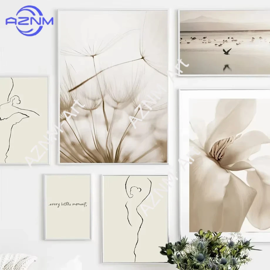 Neutral Beige Landscape & Flor - đánh giá và giá Home Decor Minimal