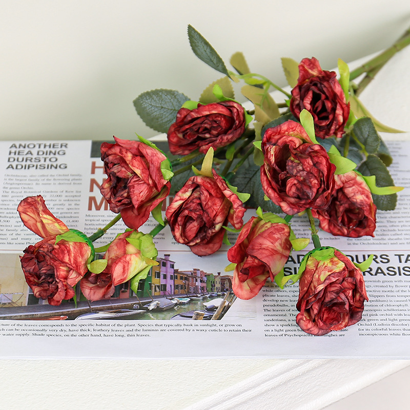 5pc 35cm Retro 5 Head Burnt Ed - đánh giá và giá Dried Flower Bouquet