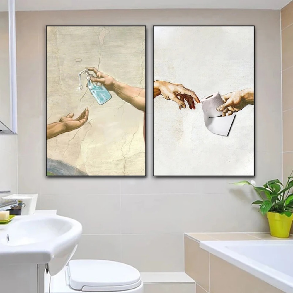 Retro Hand of God and Adam Fun - đánh giá và giá Home Decor Wallpaper