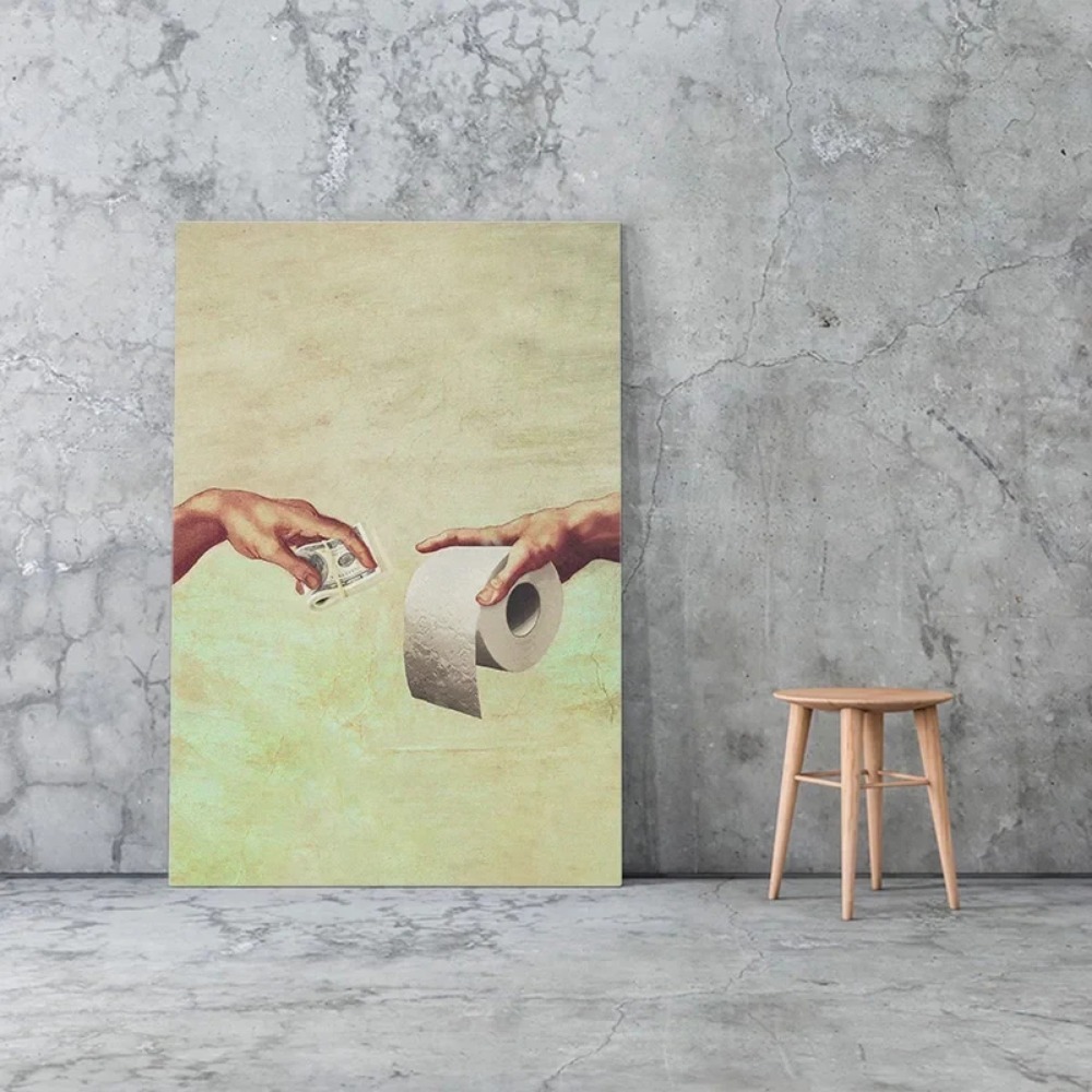 Retro Hand of God and Adam Fun - đánh giá và giá Home Decor Wallpaper