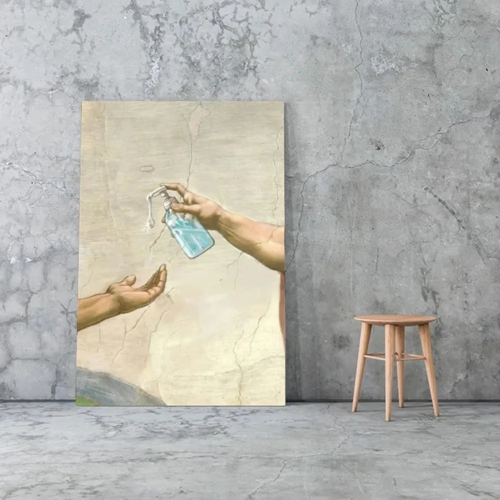 Retro Hand of God and Adam Fun - đánh giá và giá Home Decor Wallpaper