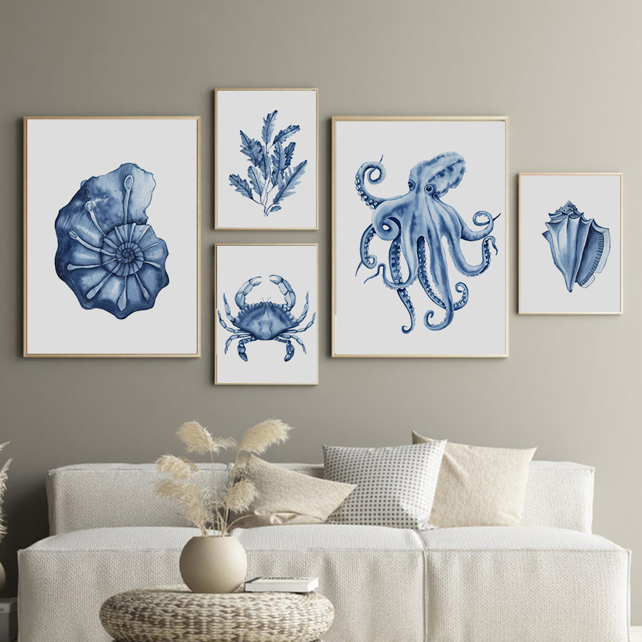 Watercolor Blue Coastal Sea Cr - đánh giá và giá Home Decor Nautical