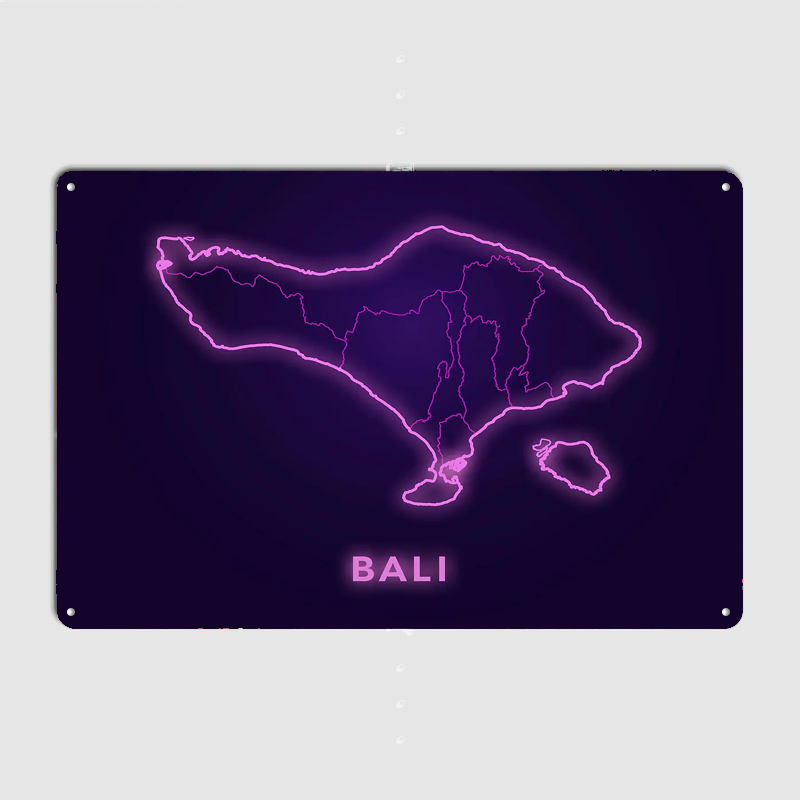 Bali Map Neon Pink Outline Met - đánh giá và giá Home Decor Bali
