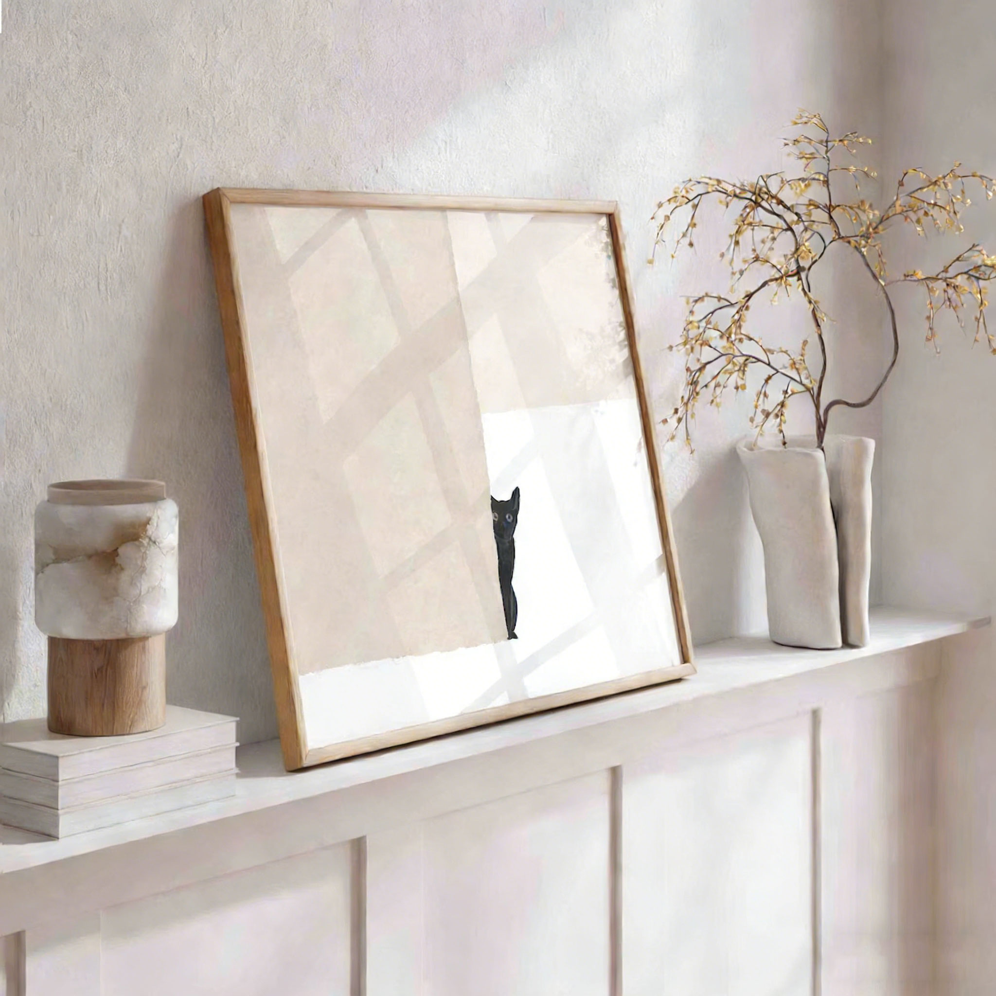 Abstract Black Cat Poster, Pri - đánh giá và giá Home Decor Minimal