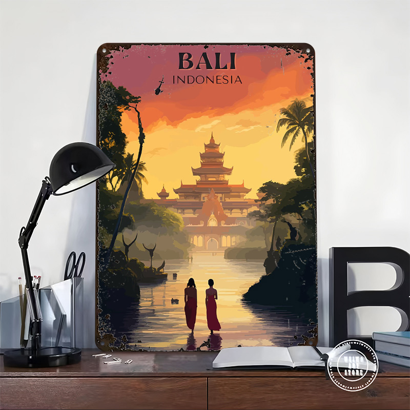Bali Temple Sunset Printed Pos - đánh giá và giá Home Decor Bali