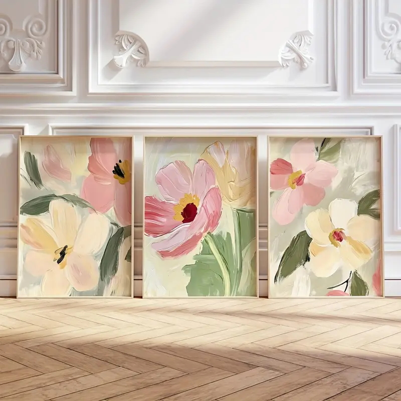 3pcs/Set Pastel Floral Canvas  - đánh giá và giá Home Decor Unique Items