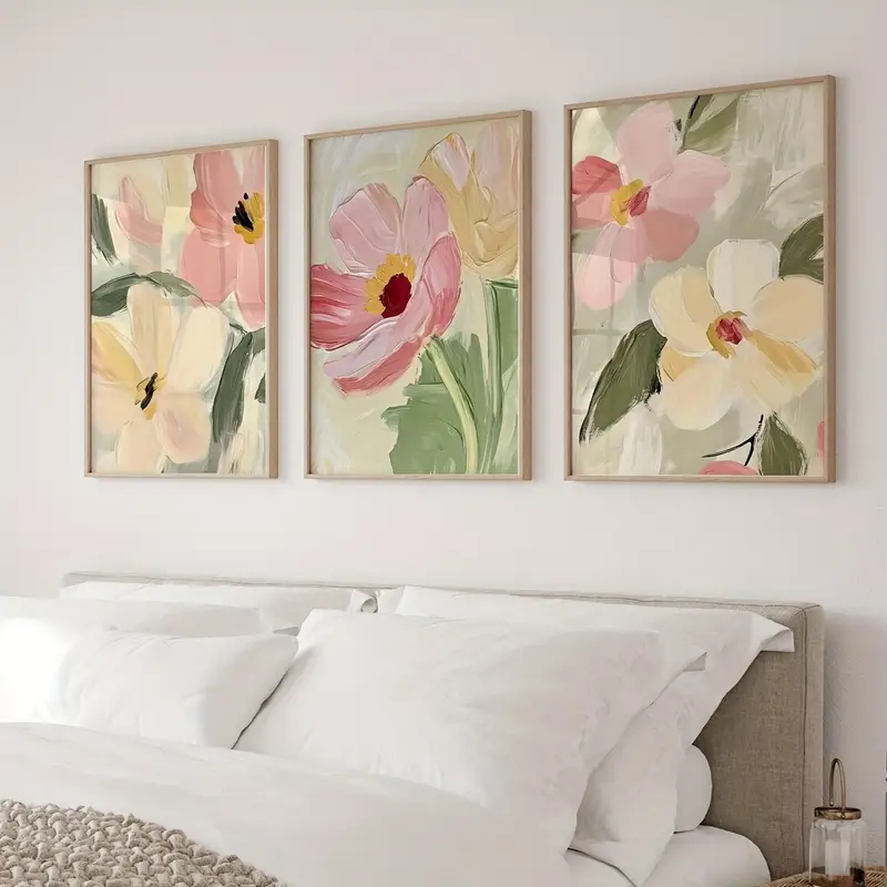 3pcs/Set Pastel Floral Canvas  - đánh giá và giá Home Decor Unique Items