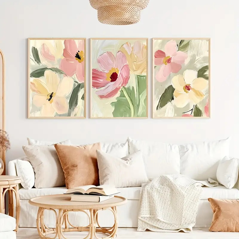 3pcs/Set Pastel Floral Canvas  - đánh giá và giá Home Decor Unique Items