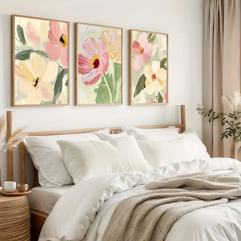 3pcs/Set Pastel Floral Canvas  - đánh giá và giá Home Decor Unique Items