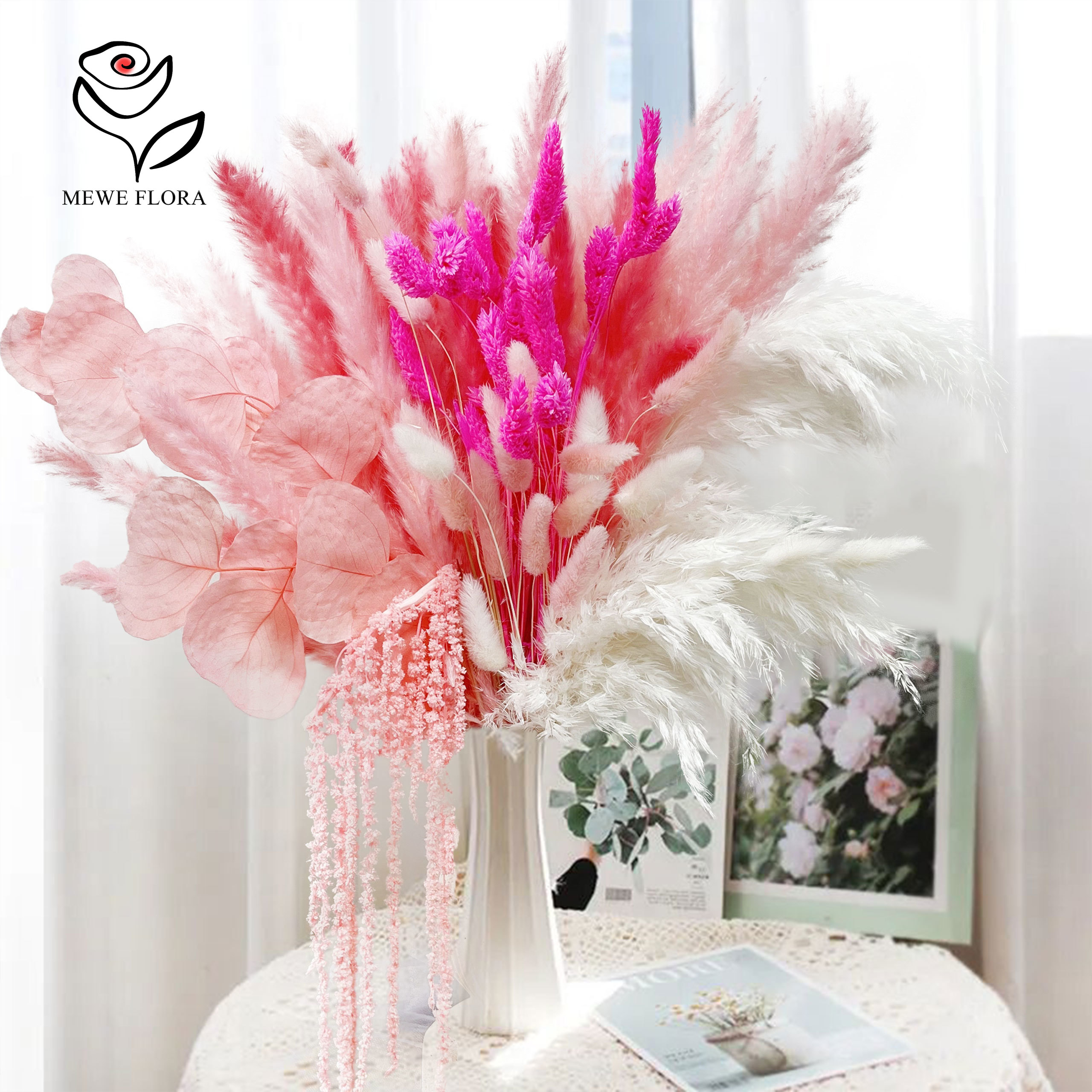 Natural Pampas Pink Dried Flow - đánh giá và giá Dried Flower Bouquet