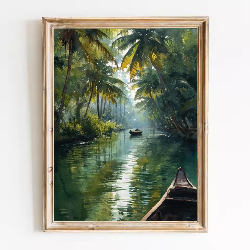 Watercolor World Travel Landsc - đánh giá và giá Home Decor Bali
