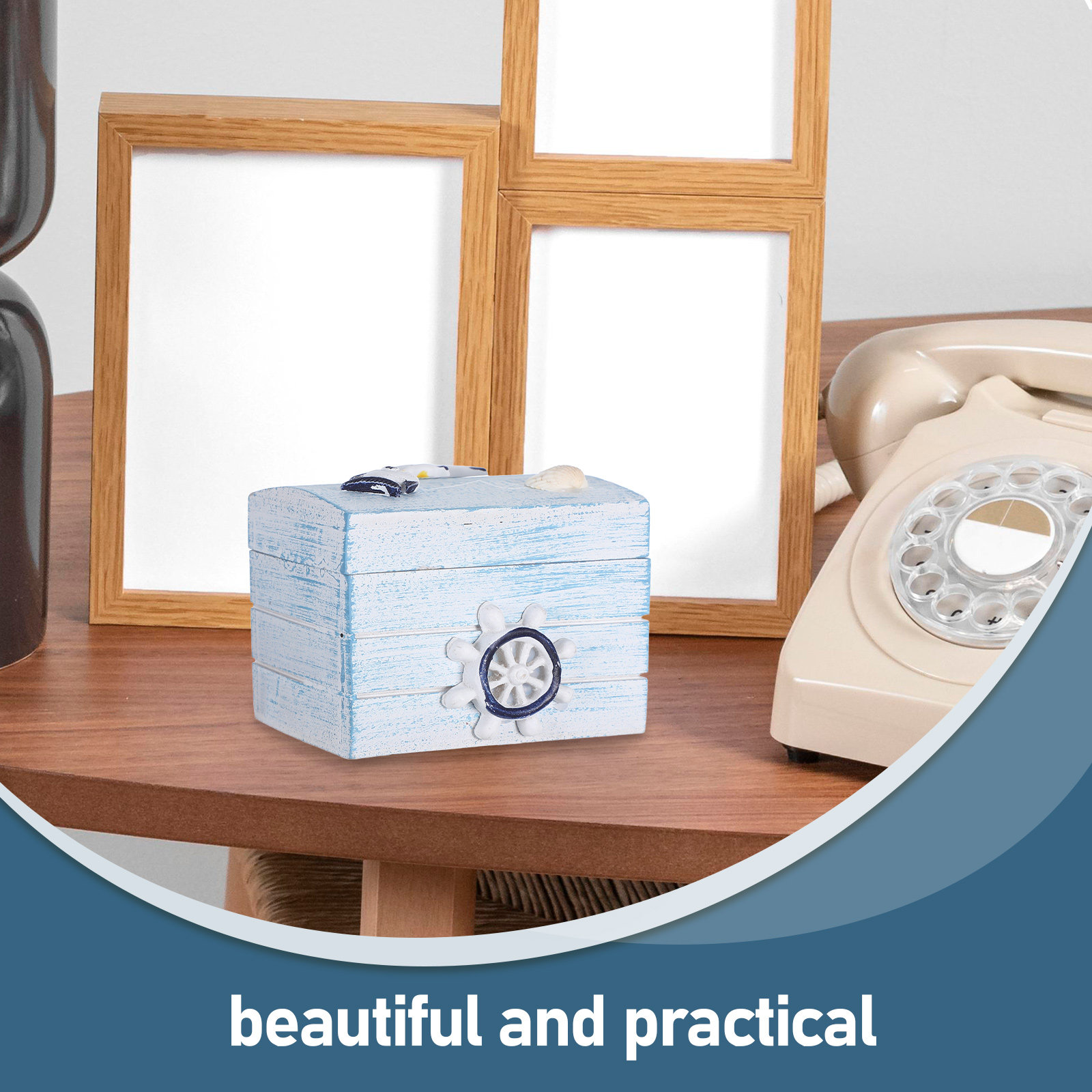 Ocean Themed Wooden Box Handcr - đánh giá và giá Home Decor Nautical