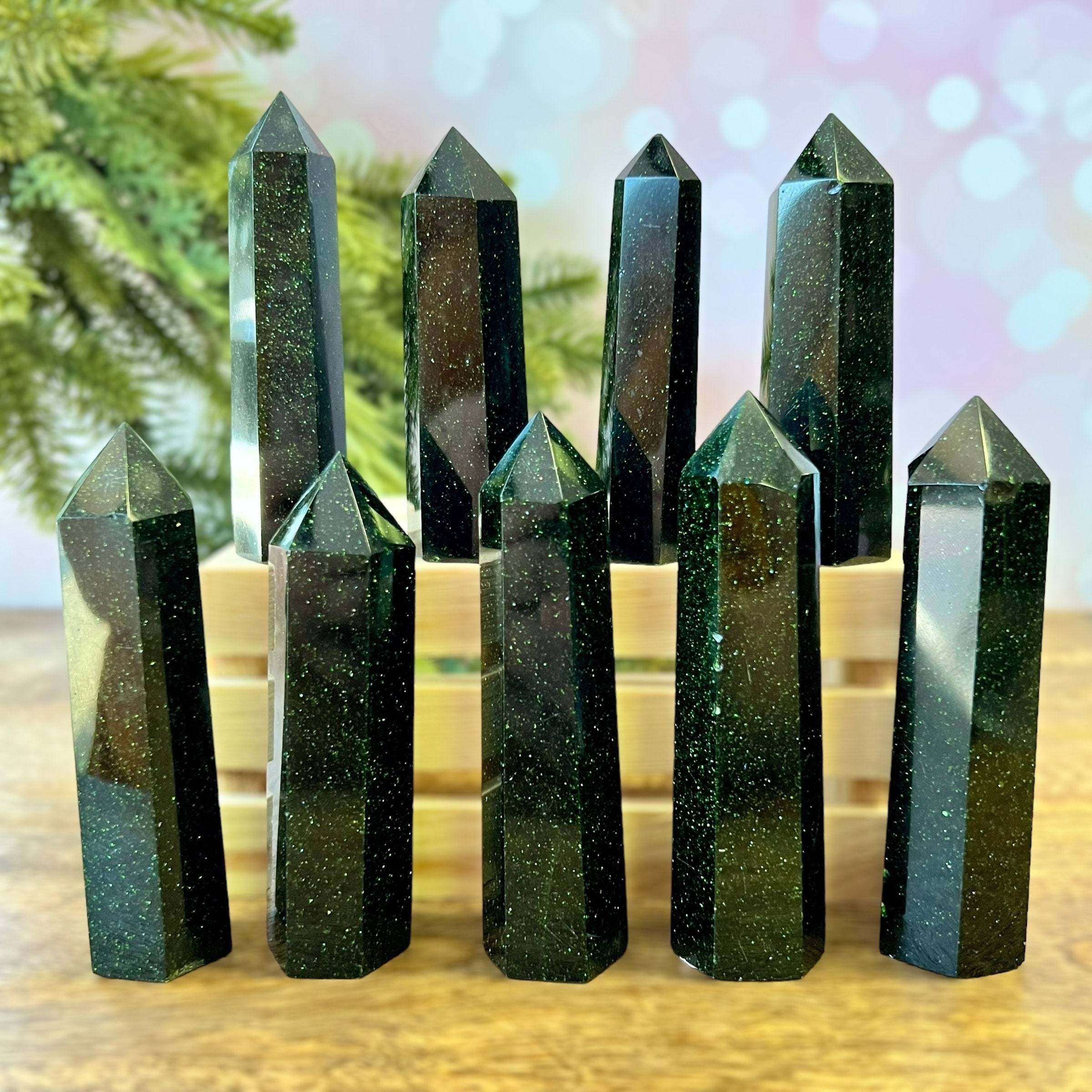 Green Goldstone Crystal Tower, - đánh giá và giá Home Decor Modern Organic
