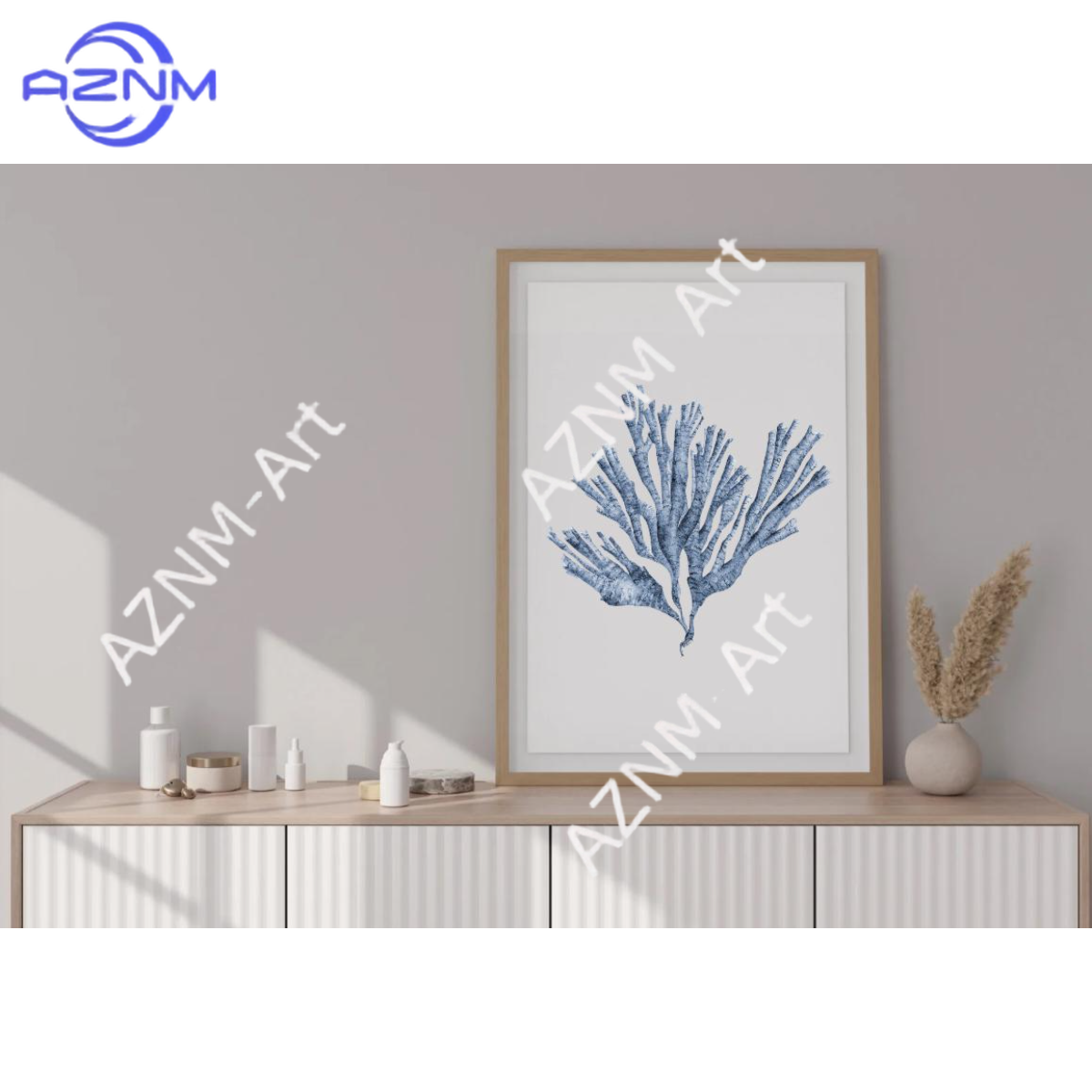 1/2Pcs 2 coral prints, blue co - đánh giá và giá Home Decor Unique Items