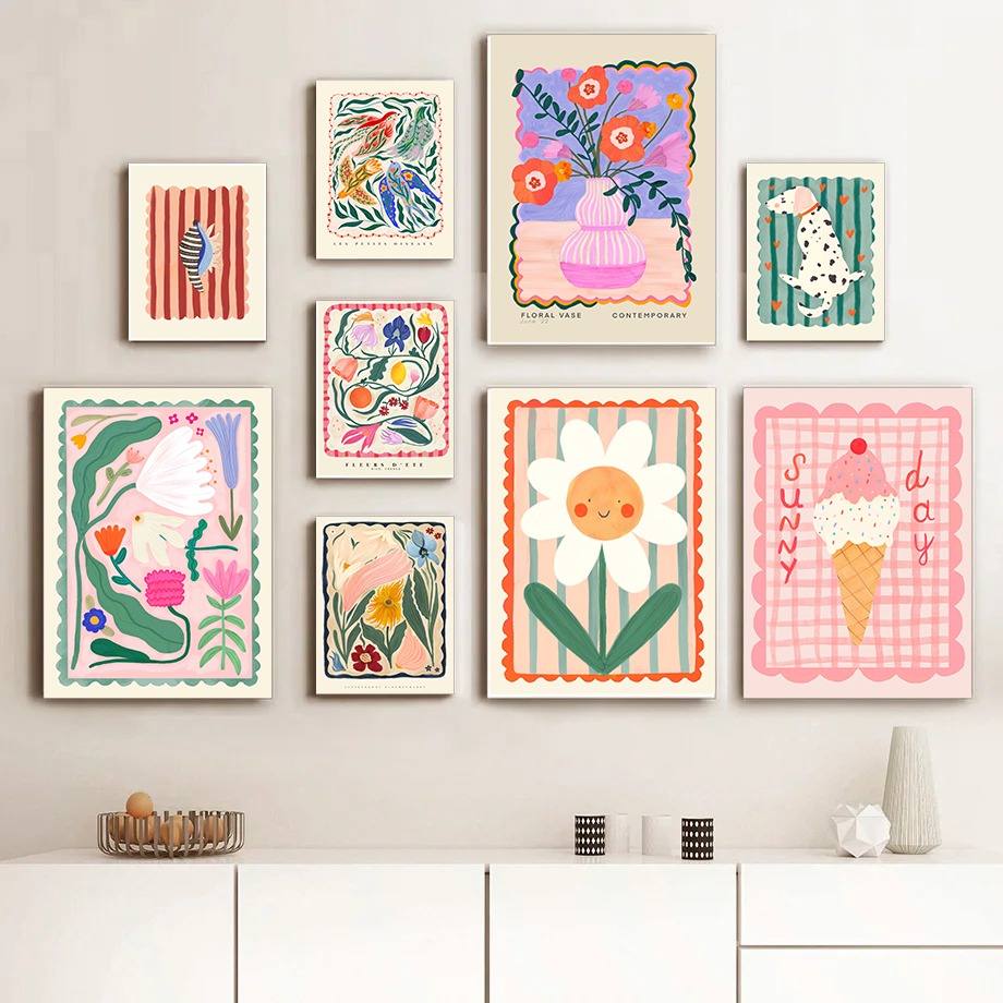 Colorful Flowers Minimalism Ab - đánh giá và giá Home Decor Minimal